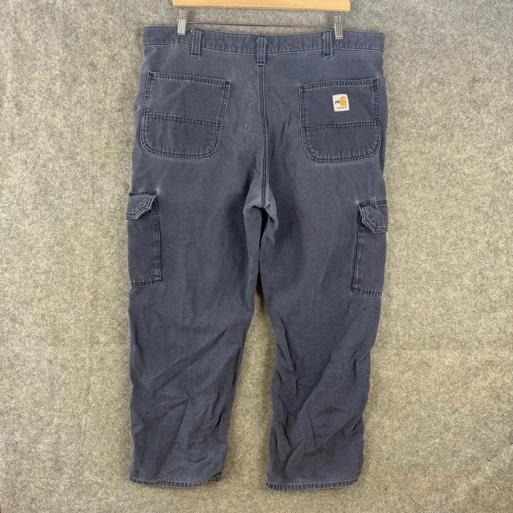 Carhartt FR Cargo Pants Mens 38x30 Navy Blue Flame Resistant Canvas CAT 2